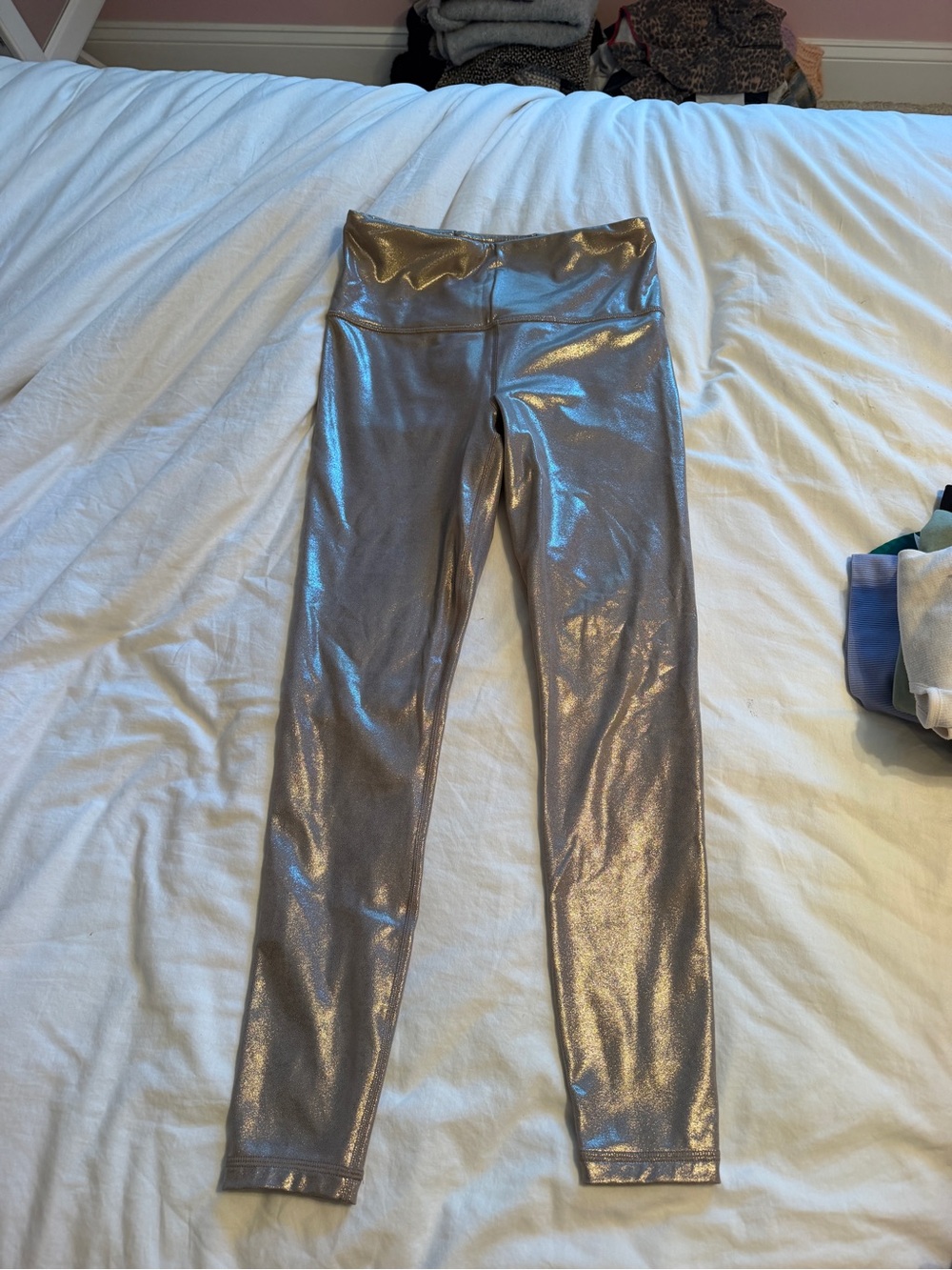 Athleta Shimmery Silver High-Waist Leggings